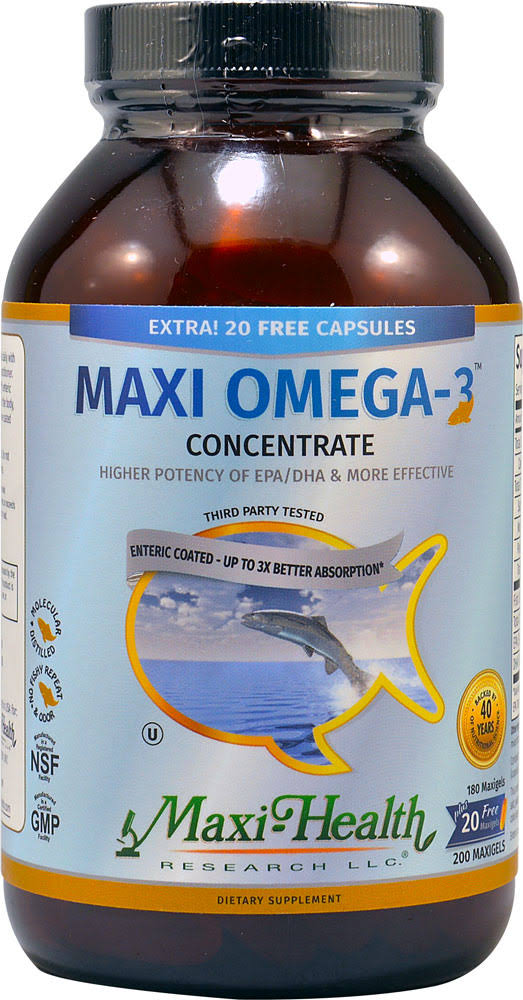 Maxi-Omega-3 Concentrate Certified Kosher Fish Oil - 180 Capsules, 2000mg