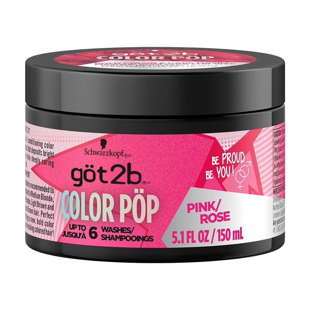 Got2b Colour Pop Semi-Permanent Hair Colour Mask, Pink, 151ml | Haircare