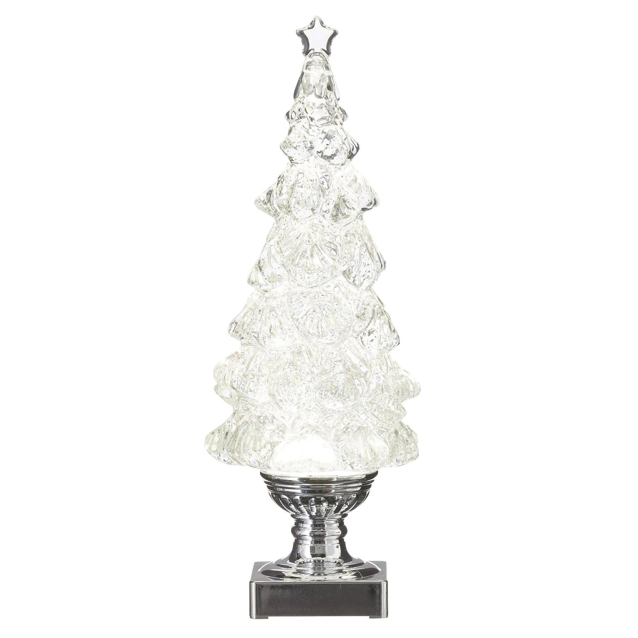 Raz 2022 Holiday Water Lanterns 13.75" Silver Lighted Swirling Glitter Tree