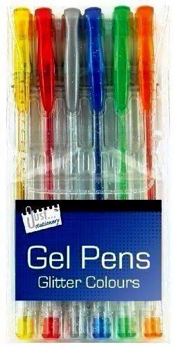 Just Stationery Glitter Gel Pens - 6 Pack