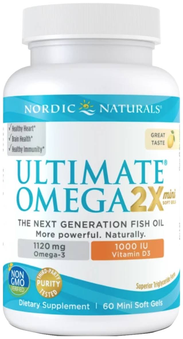 Nordic Naturals Ultimate Omega 2X Mini with Vitamin D3, 1120mg Lemon - 60 softgels