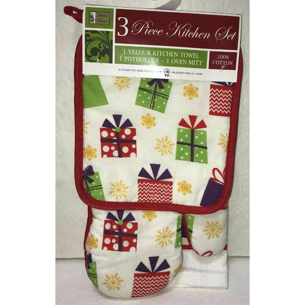 Christmas Kitchen Linen Set Potholder Oven Mitt Towel Winter Presents Gifts