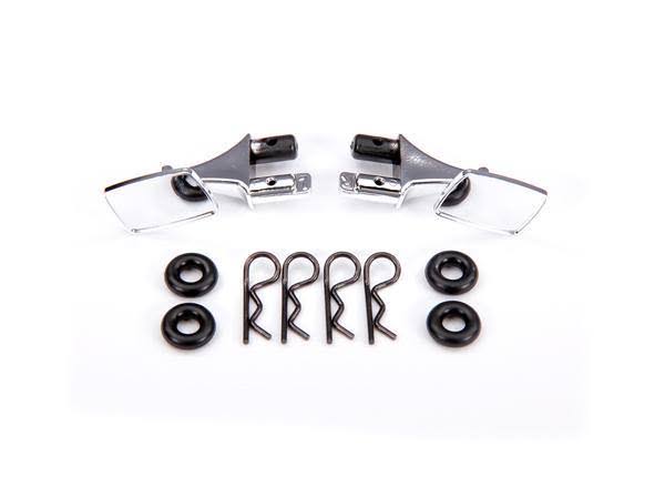 Traxxas 9118 - Mirrors, Side, Chrome (Left & right)/ O-Rings (4)/ Body Clips (4) (Fits #9111 Body)