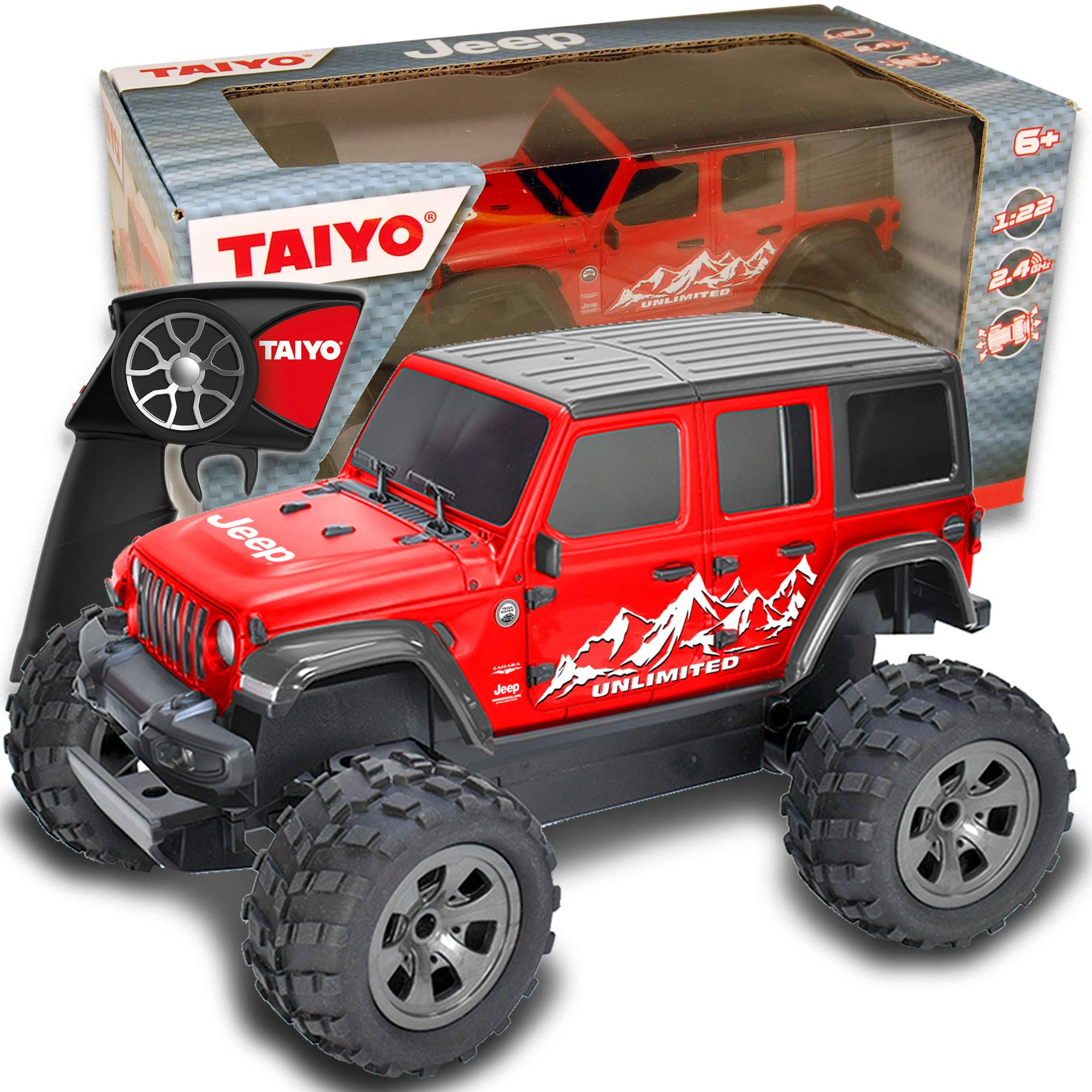 Taiyo RC Truck Jeep Rubicon, 1:22 Scale remote Control Car with Handset Controller for Off-Road, High Speed, Fast Hobby Action for Kids and Adults,