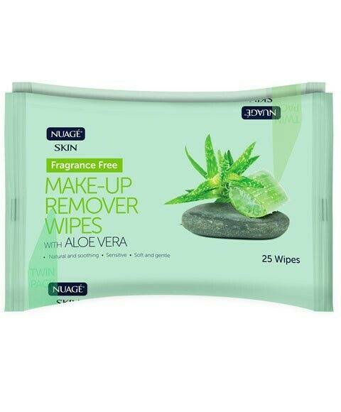 Nuage Fragrance Free Make Up Remover Wipes With Aloe Vera 50 Wipes (Twin Pack)