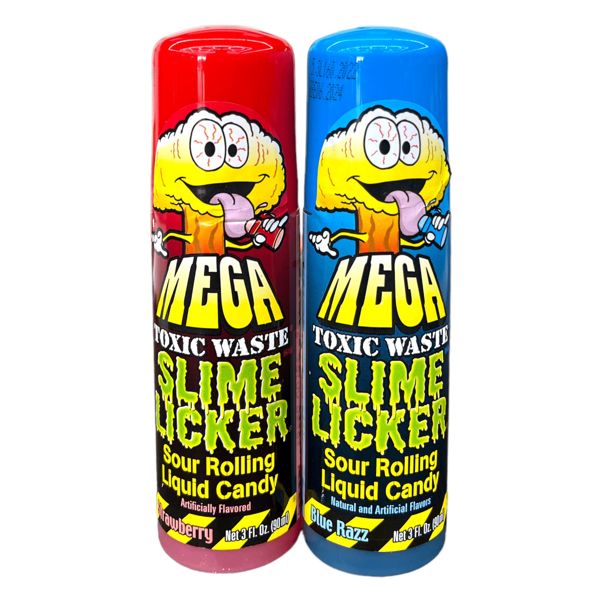 Slime Licker MEGA Size - 2-Pack of Sour Rolling Liquid Candy - TWO Blu