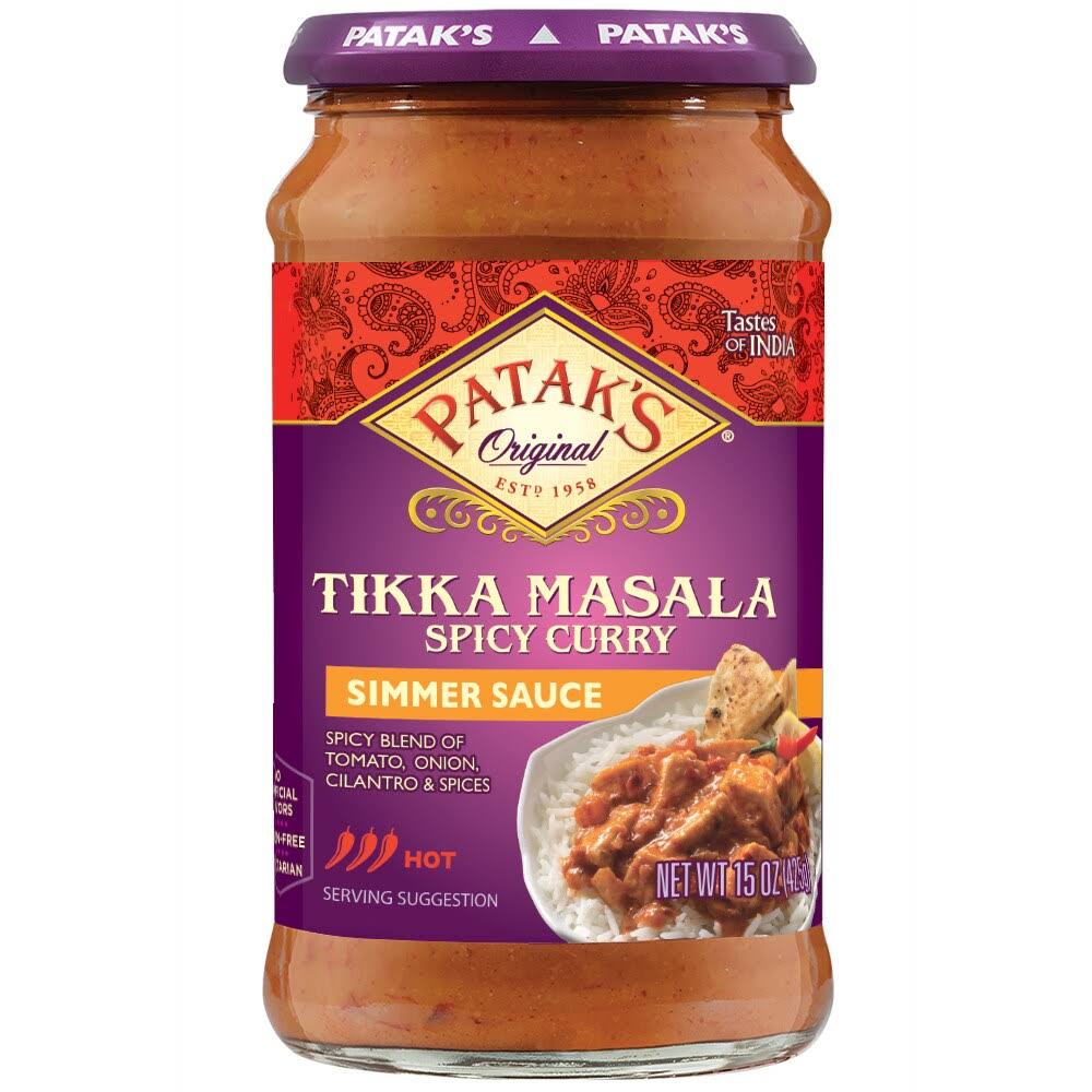 Patak's Original Simmer Sauce, Tikka Masala, Spicy Curry, Hot - 15 oz