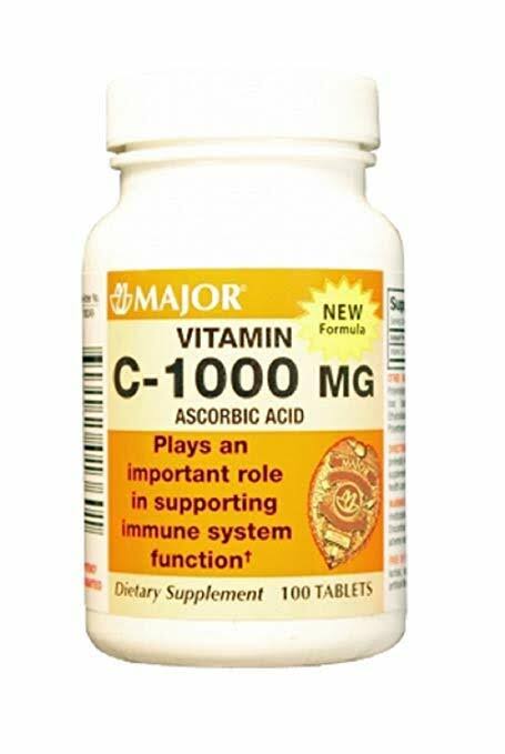 Major Vitamin C-1000 Ascorbic Acid - 1000mg, 100 Tablets