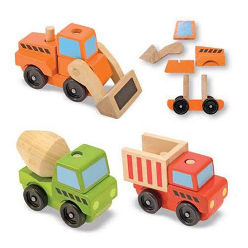 Melissa and Doug Stacking Construction Vehicles Wooden Toy Set