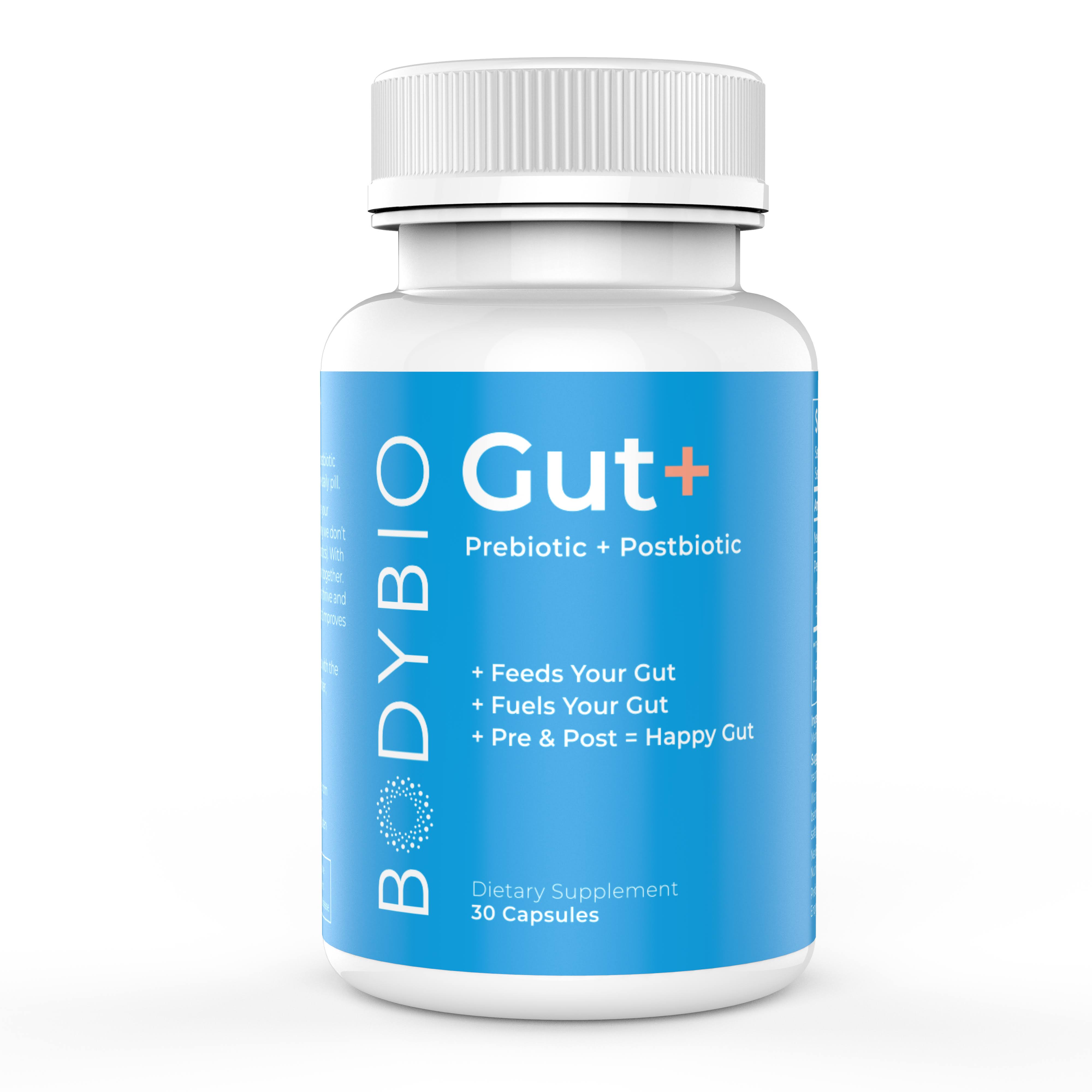 BodyBio, Gut+ Prebiotic + Postbiotic, 30 Capsules