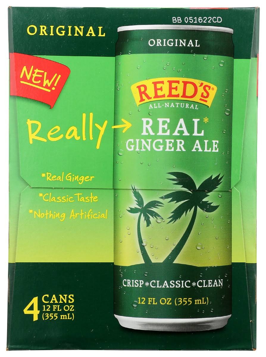 Reed's Ginger Ale, Original, Real, 4 Pack - 4 pack, 12 fl oz cans