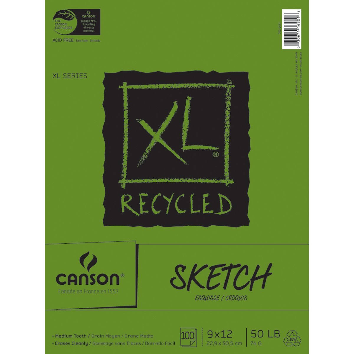 Canson XL Recycled Sketch Fold Over Bound Pad - 9x12"