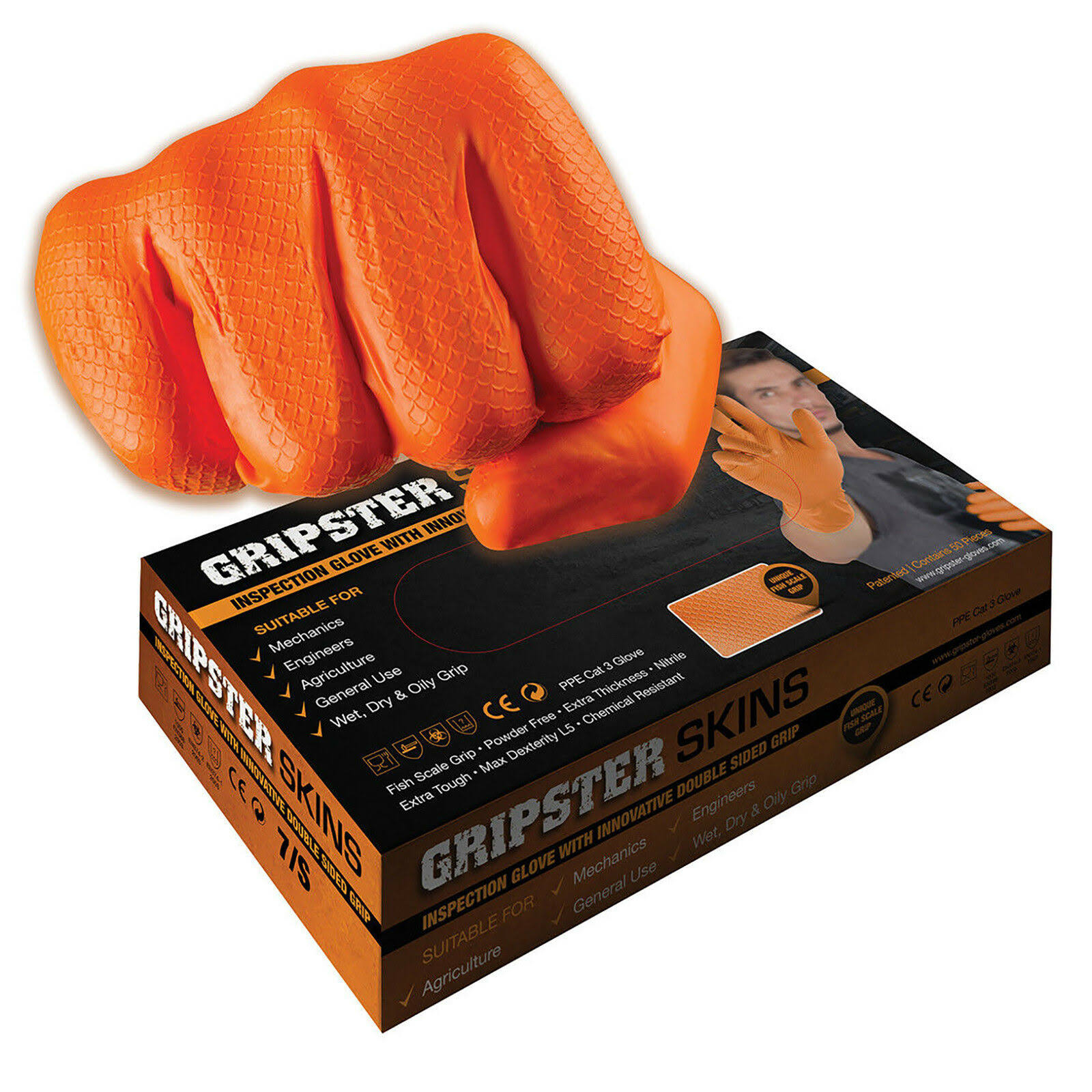 Gripster 5300-210 Skins Orange Fishscale Grip Glove X/Large