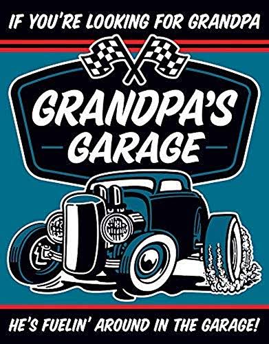 Desperate Enterprises Grandpa's Garage - Fuelin Tin Sign, 12.5" W x 16" H