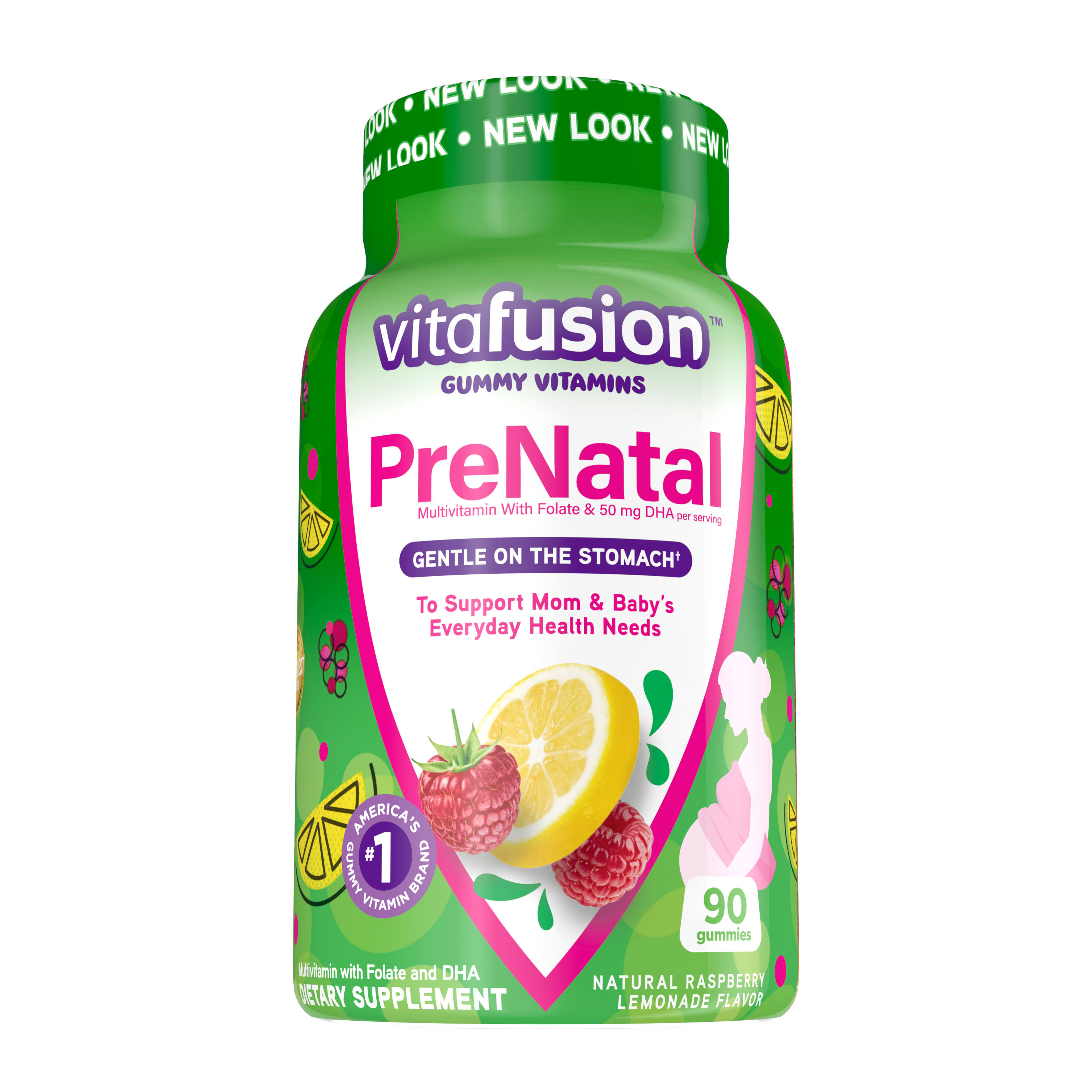 Vitafusion PreNatal Natural Lemon and Raspberry Lemonade Flavors Gummies Dietary Supplement - 90 Pack