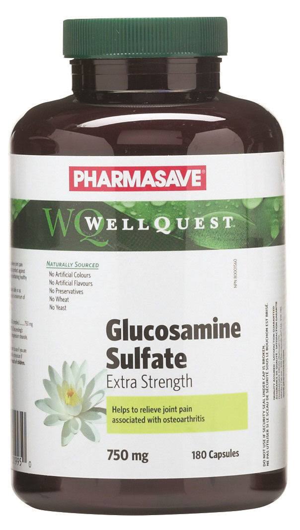 PHARMASAVE WELLQUEST GLUCOSAMINE SULFATE EXTRA STRENGTH CAPSULE 750MG 180S