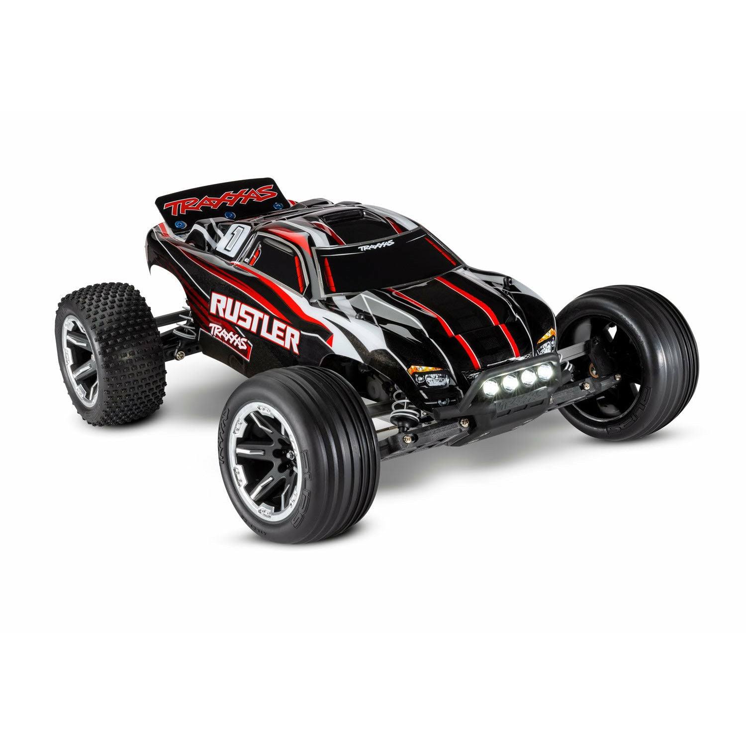 Traxxas Rustler 1/10 RTR with LED Lights, Battery and charger. Black