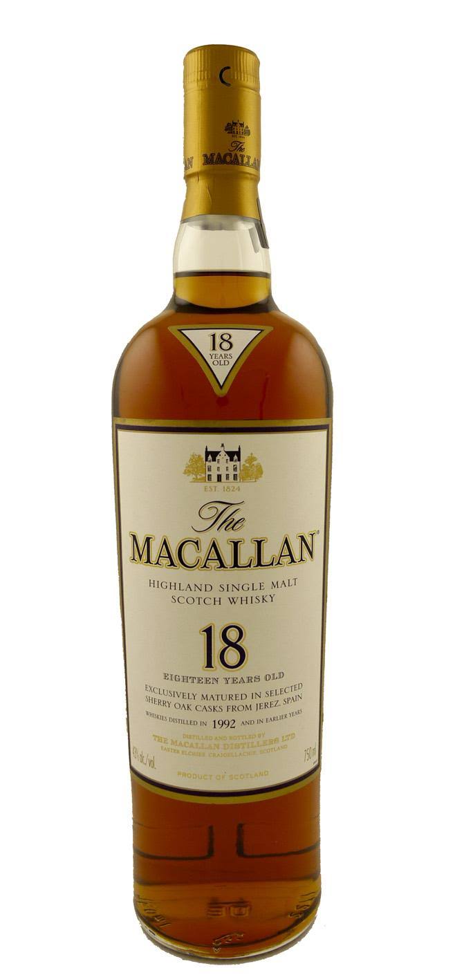 The Macallan 18 Year Old Sherry Oak Single Malt Scotch Whisky 2022 750ml Bottle