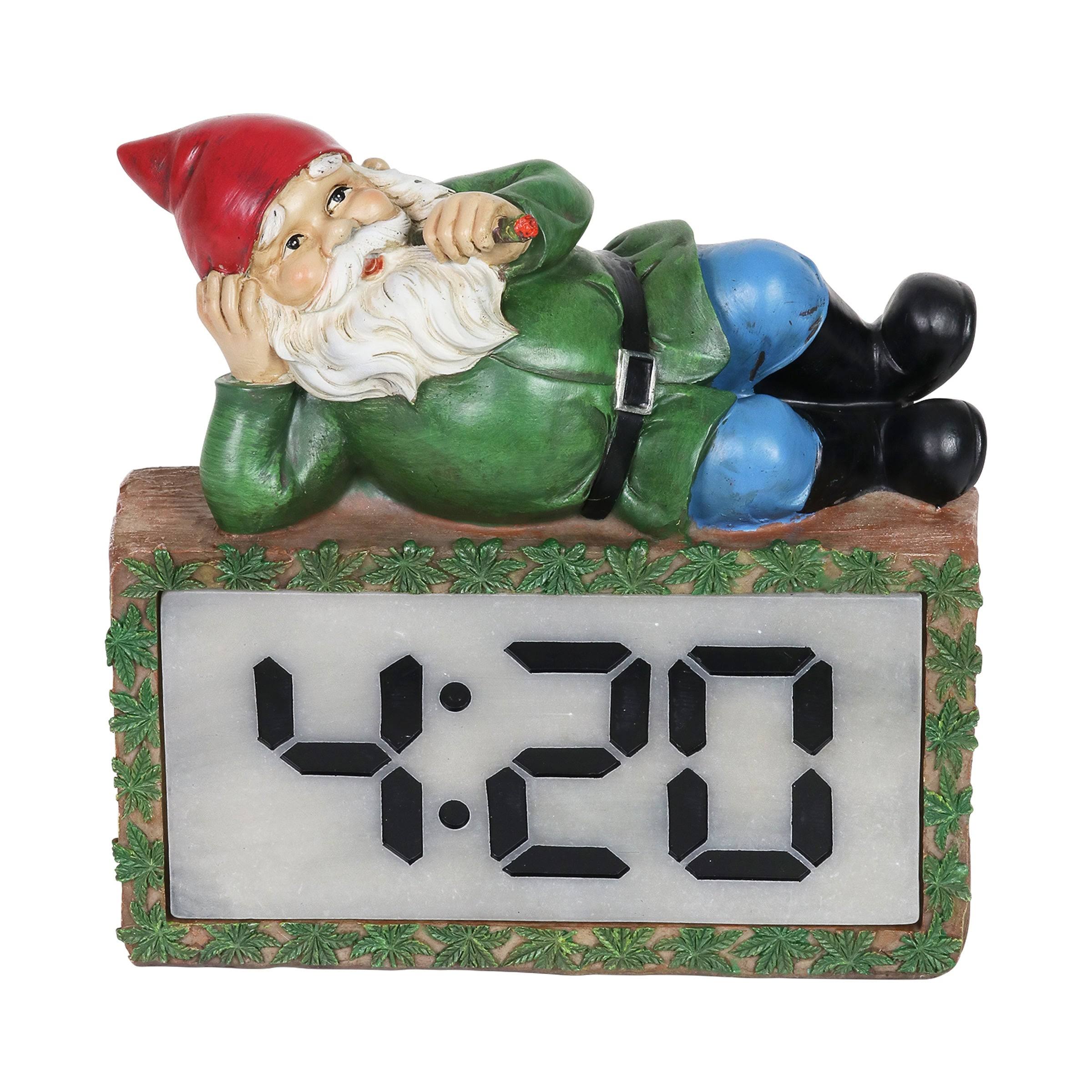 Exhart Smoking Gnome w/LED 4:20 Clock w Timer