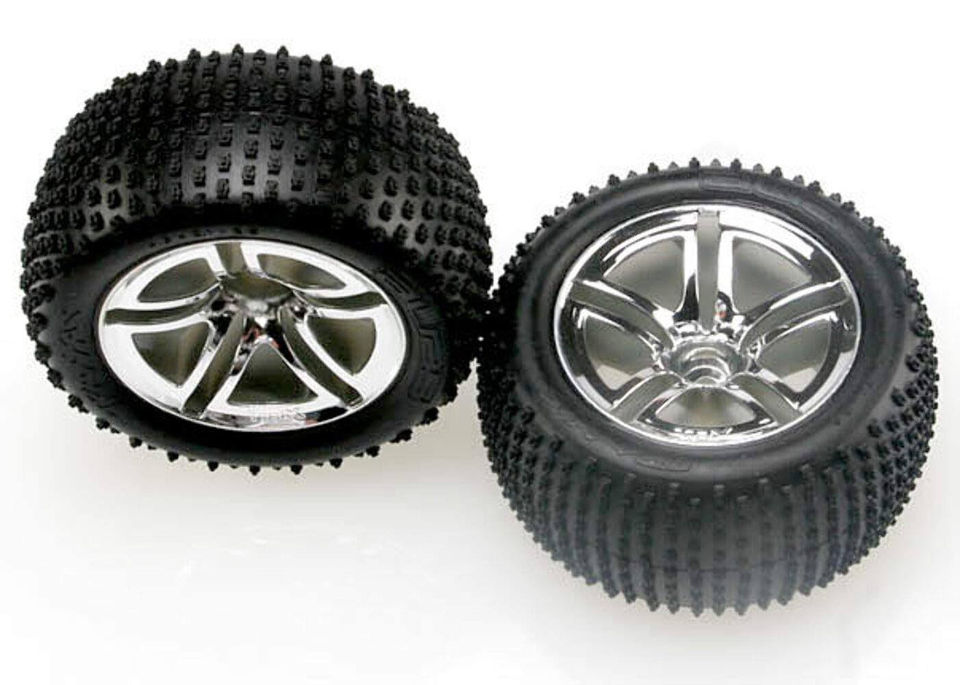Traxxas Alias Tires Pre-Glued on Twin-Spoke Chrome Wheels