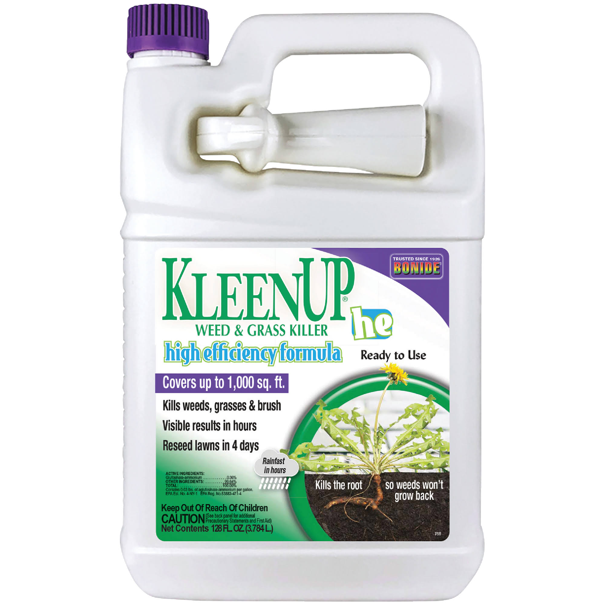 Bonide KleenUP 758 Weed and Grass Killer Ready-to-Use, Liquid, Off-White/Yellow, 1 Gal 4 Pack