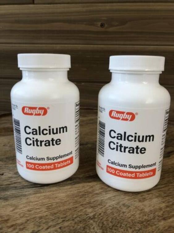 2 Bottles Rugby Calcium Citrate 200mg 100 Coated Tablets Each Sealed - EXP 9/23