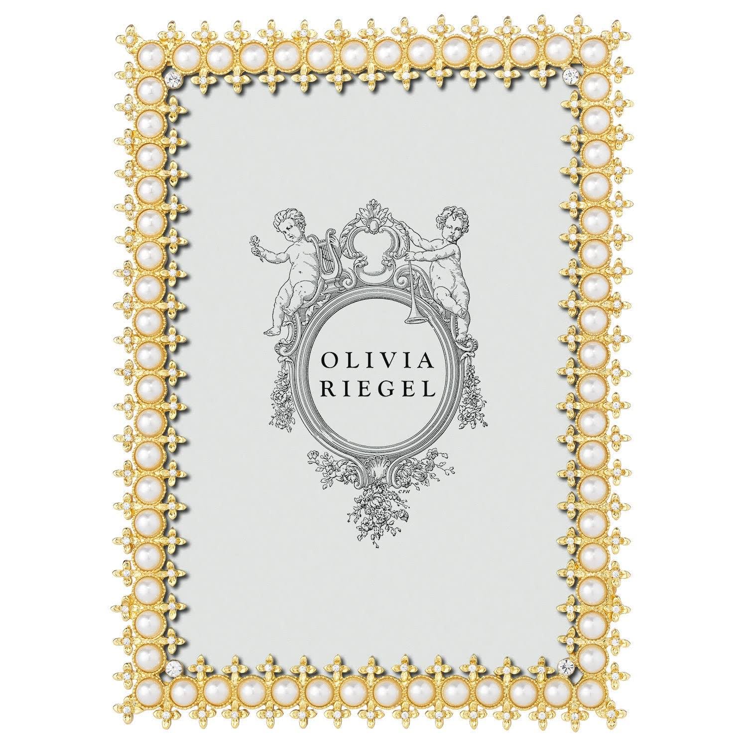 Olivia Riegel Gold Crystal and Pearl Frame - 5" x 7"