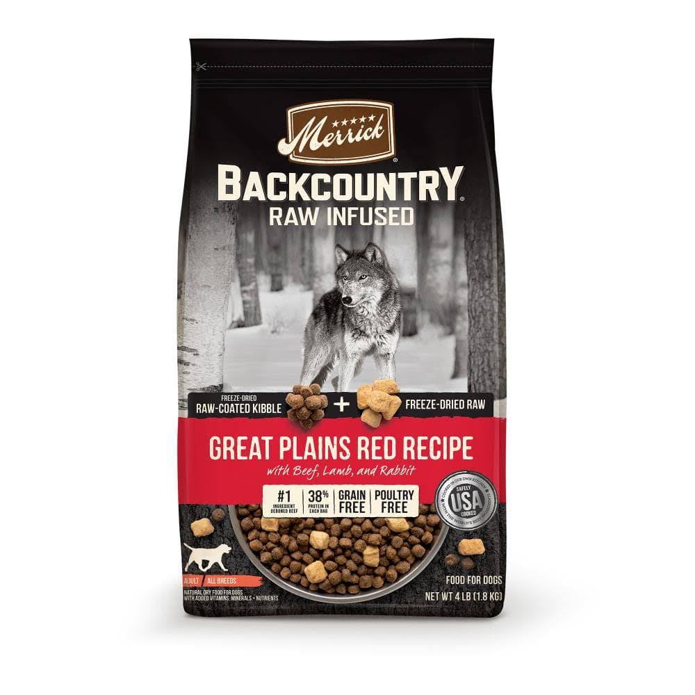 Merrick Backcountry Raw Infused Grain Free Great Plains Red Recipe Dry Dog Food, 4 lbs