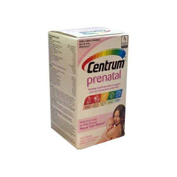 Centrum Prenatal Complete Multi Vitamin and Mineral Supplement - 100 Tablets