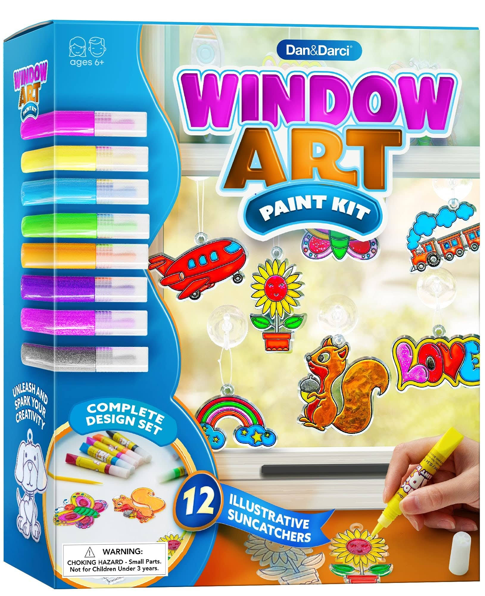 Window Art Suncatcher Painting Kit For Kids - Arts and Crafts For Girls & Boys Ages 6-12 - Craft Kits Art Set - Indoor Sun Catcher Paint Kits - Craft