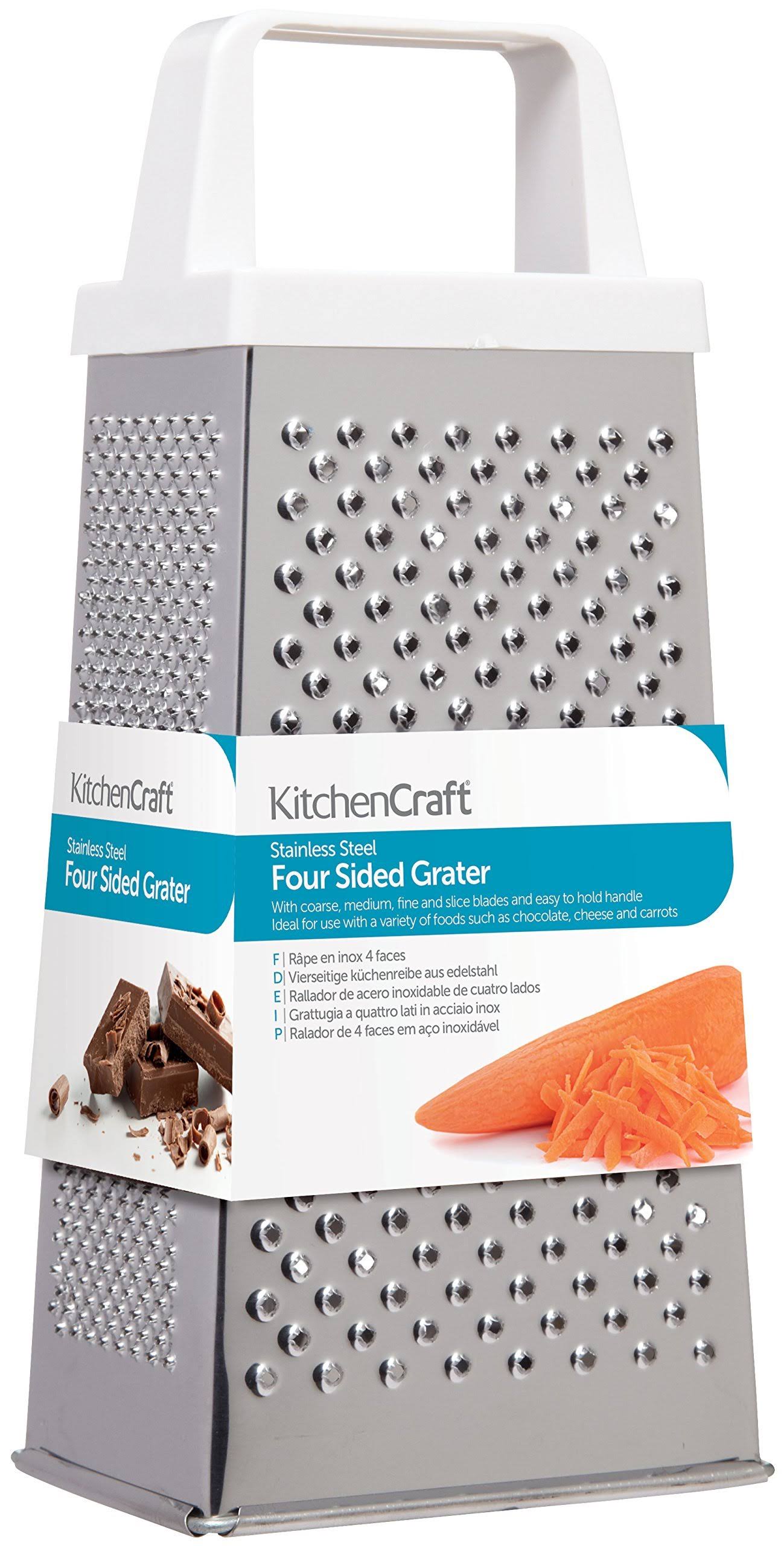 Kitchen Craft Stainless Steel Grater - 4 Sided Box, 20cm