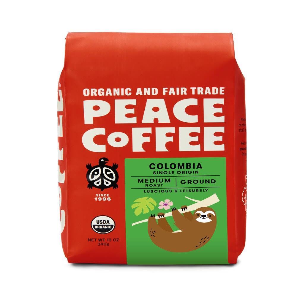 Peace Coffee Medium Roast Colombia Single Origin Ground Coffee - 12 oz