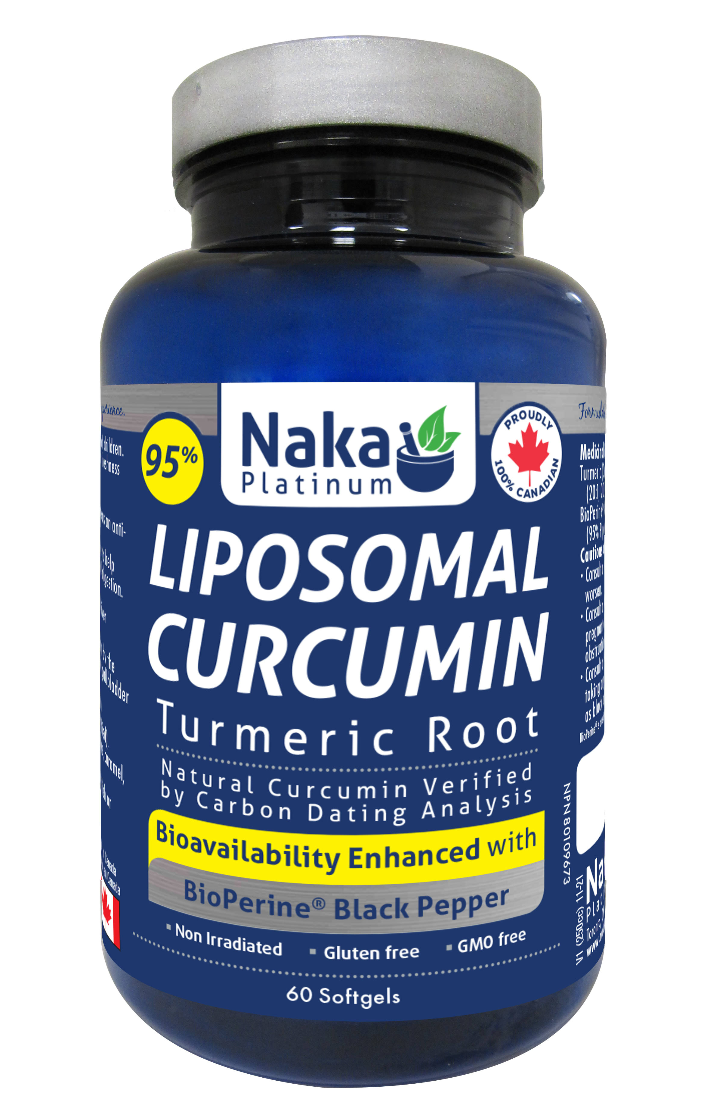 95% Liposomal Curcumin Turmeric Root with Black Pepper - 60 Softgels