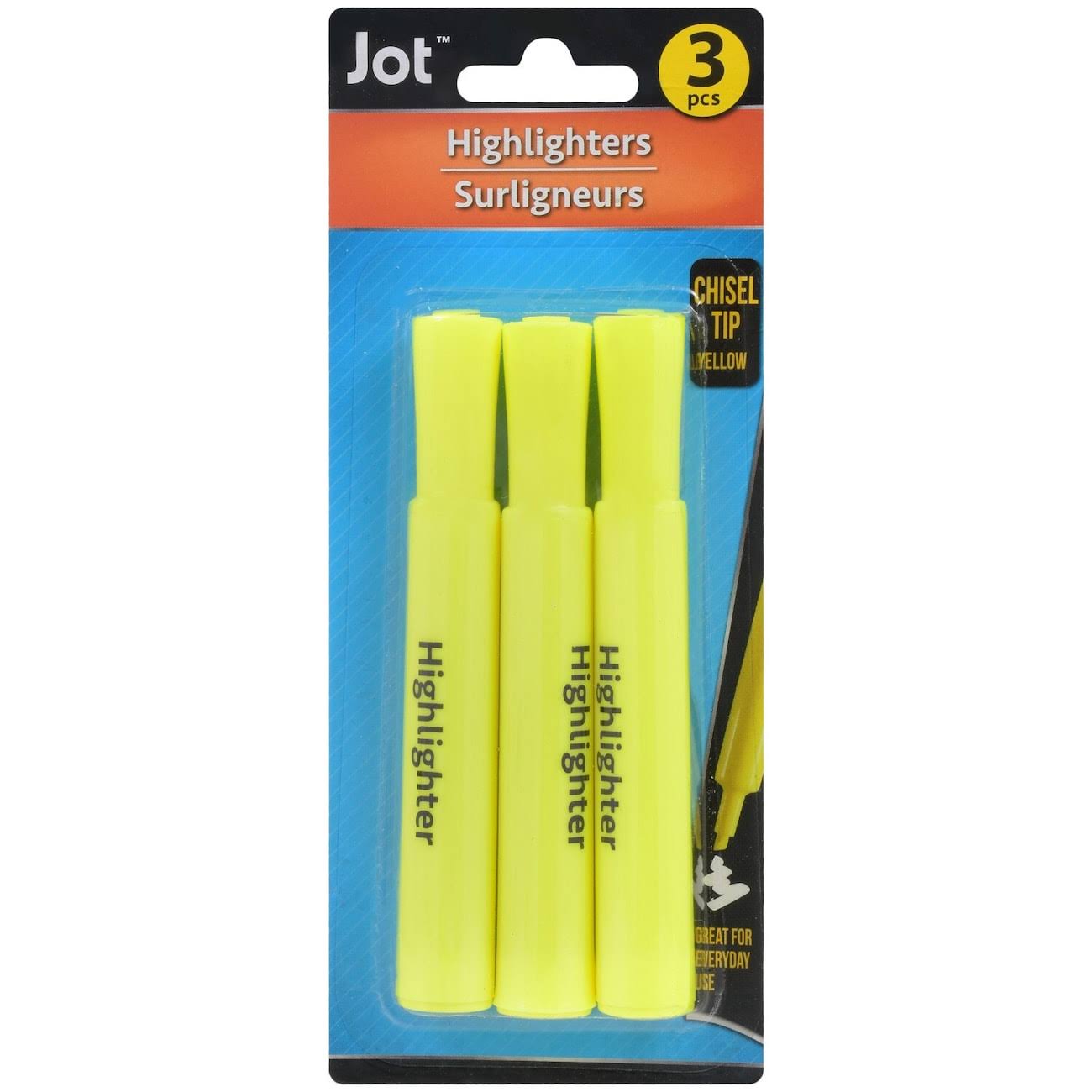 Jot Yellow Chisel-Point Highlighters, 3-Ct. Packs