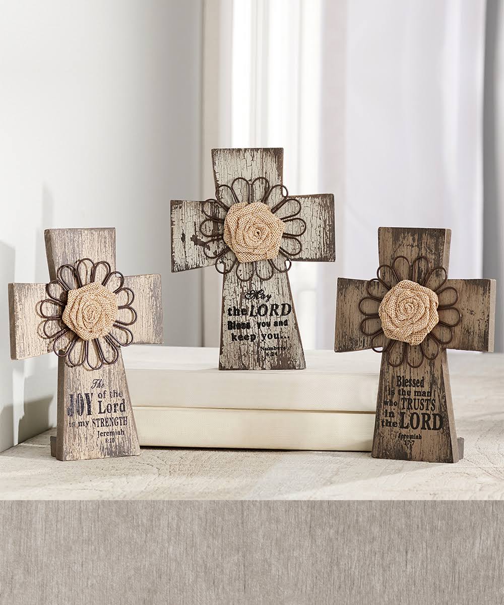 Giftcraft Collectible and Figurine 'May The Lord Bless and Keep You' Table Cross Figurine - Set of Three One-Size
