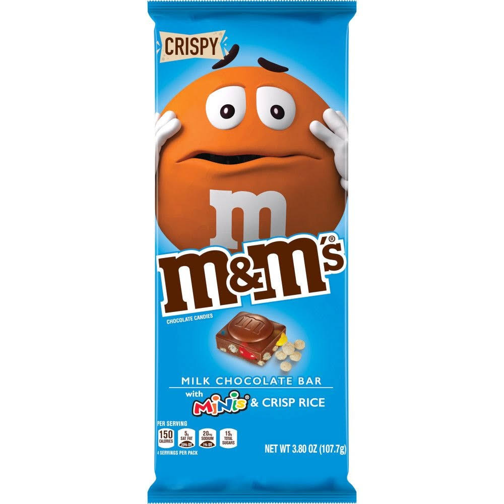M&Ms Milk Chocolate Bar, with Minis & Crisp Rice - 3.80 oz