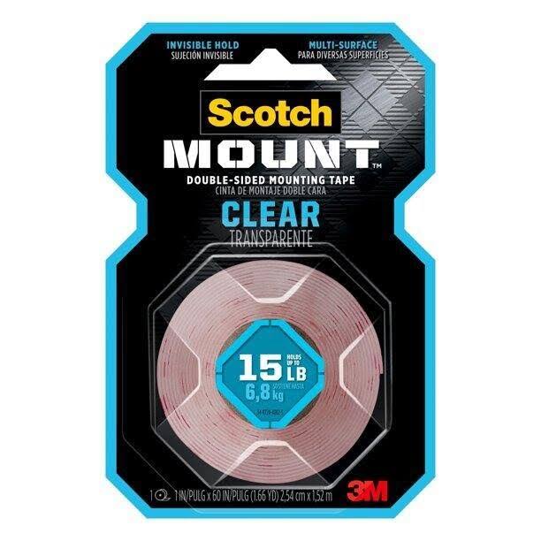 Scotch Clear Double-sided Mounting Tape, 1 in x 60 In, 1 Roll