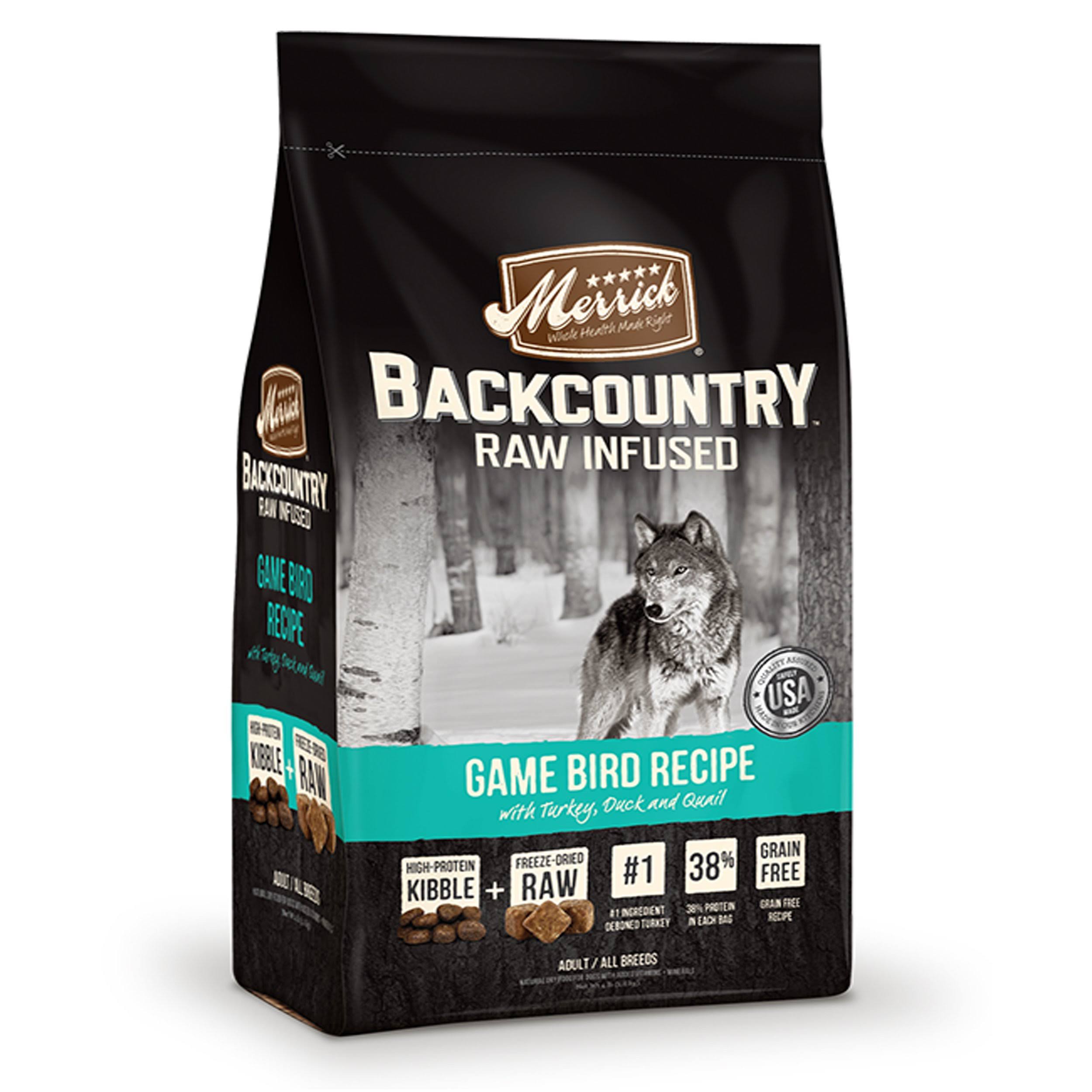 Merrick Backcountry Grain Free Raw Infused Adult Dog Food - Game Bird, 4lb
