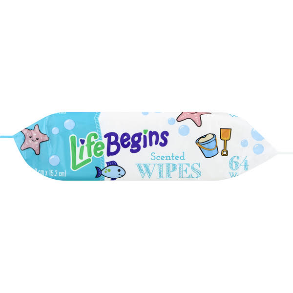 Life Begins Wipes, Scented - 64 wipes