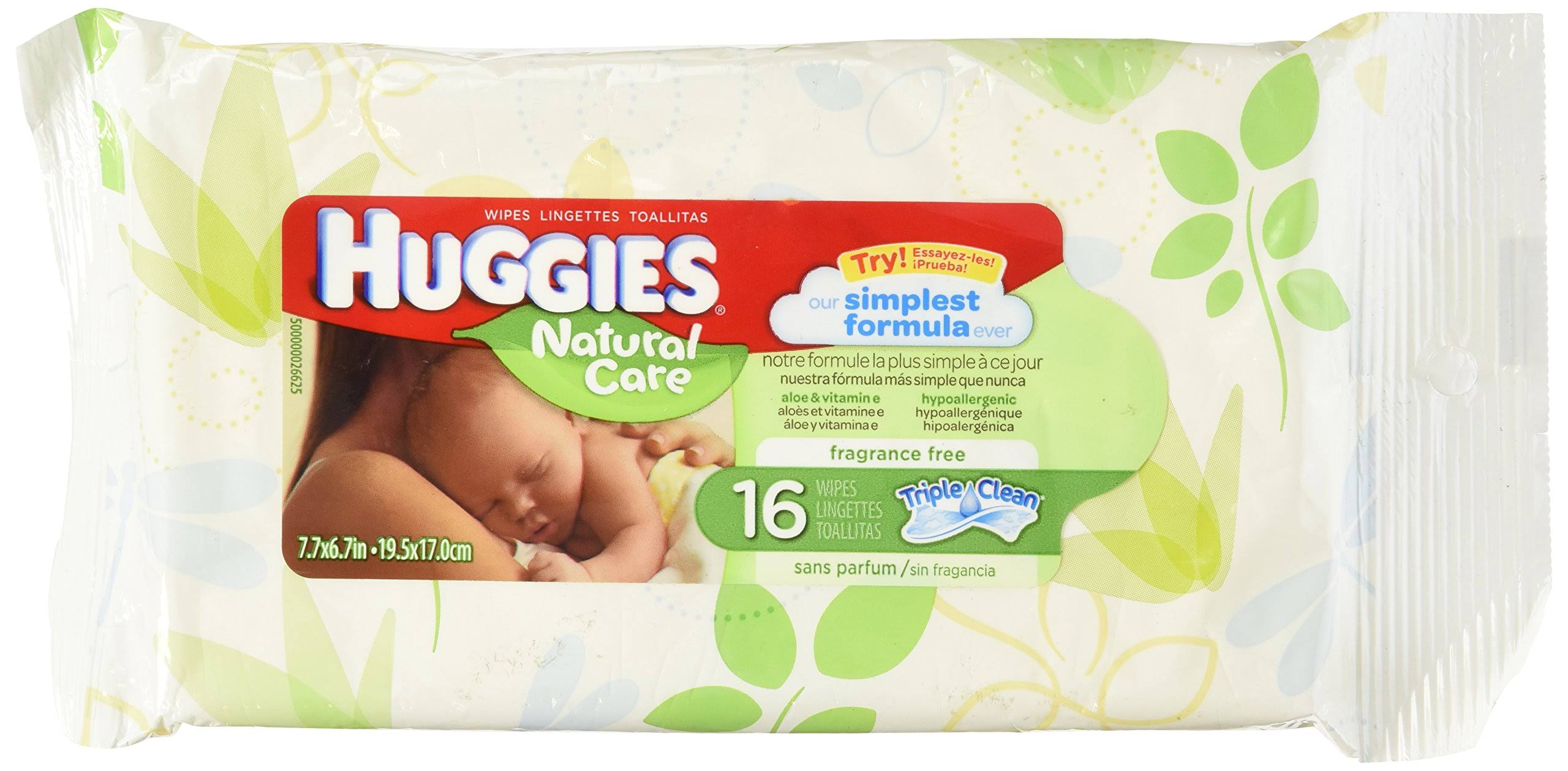 Huggies Natural Care Baby Wipes - Unscented, 16 Sheets