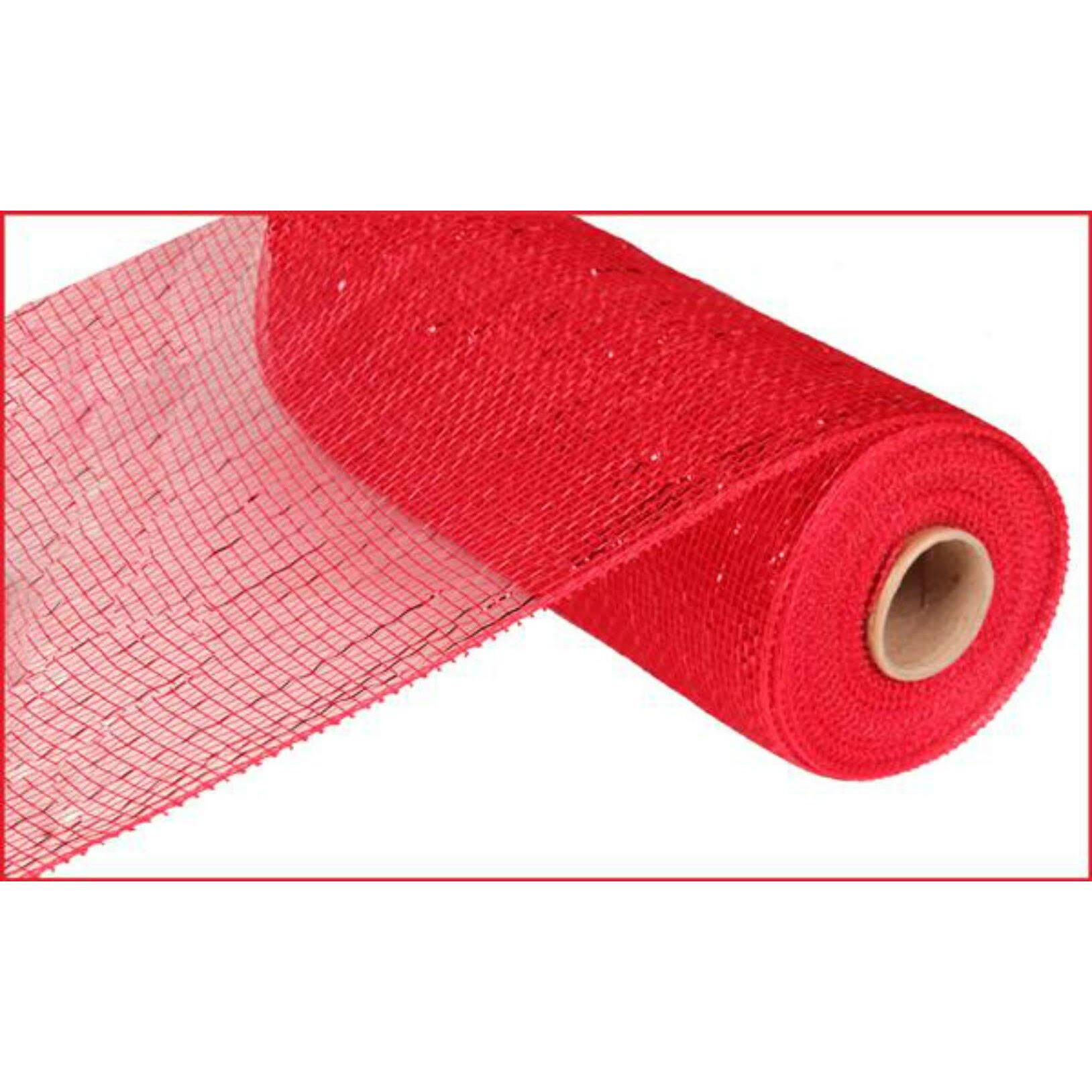 Deco Poly Mesh Ribbon - Metallic Red/Red Foil, 10"x30'
