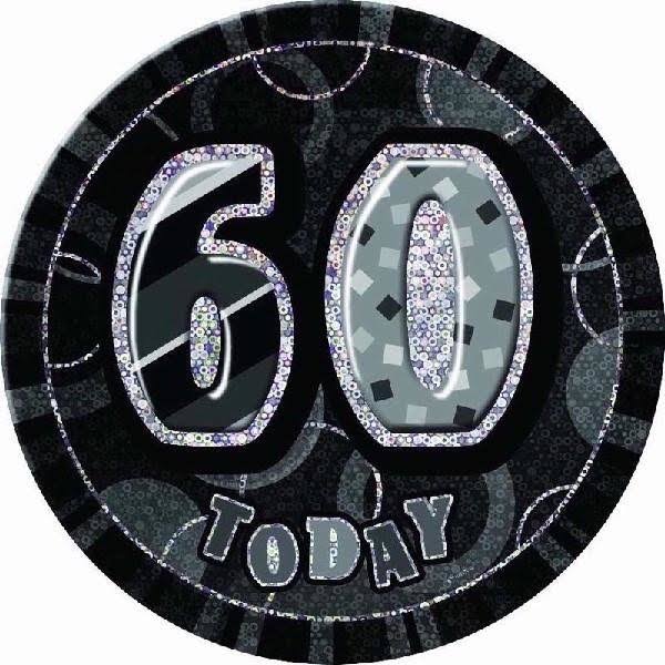 Unique Party 60th Birthday Giant Badge - Black and Silver