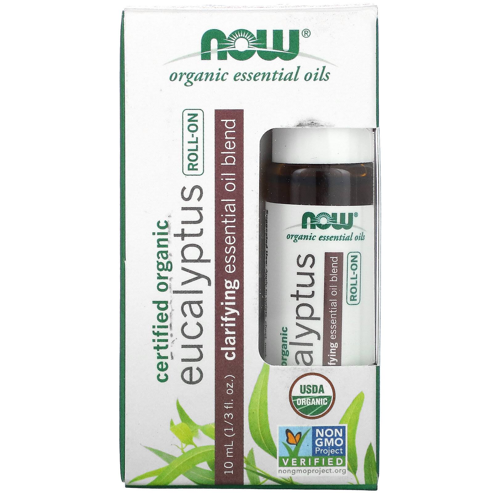 NOW Essential Oils, Eucalyptus Roll-On, Certified Organic, Clarifying