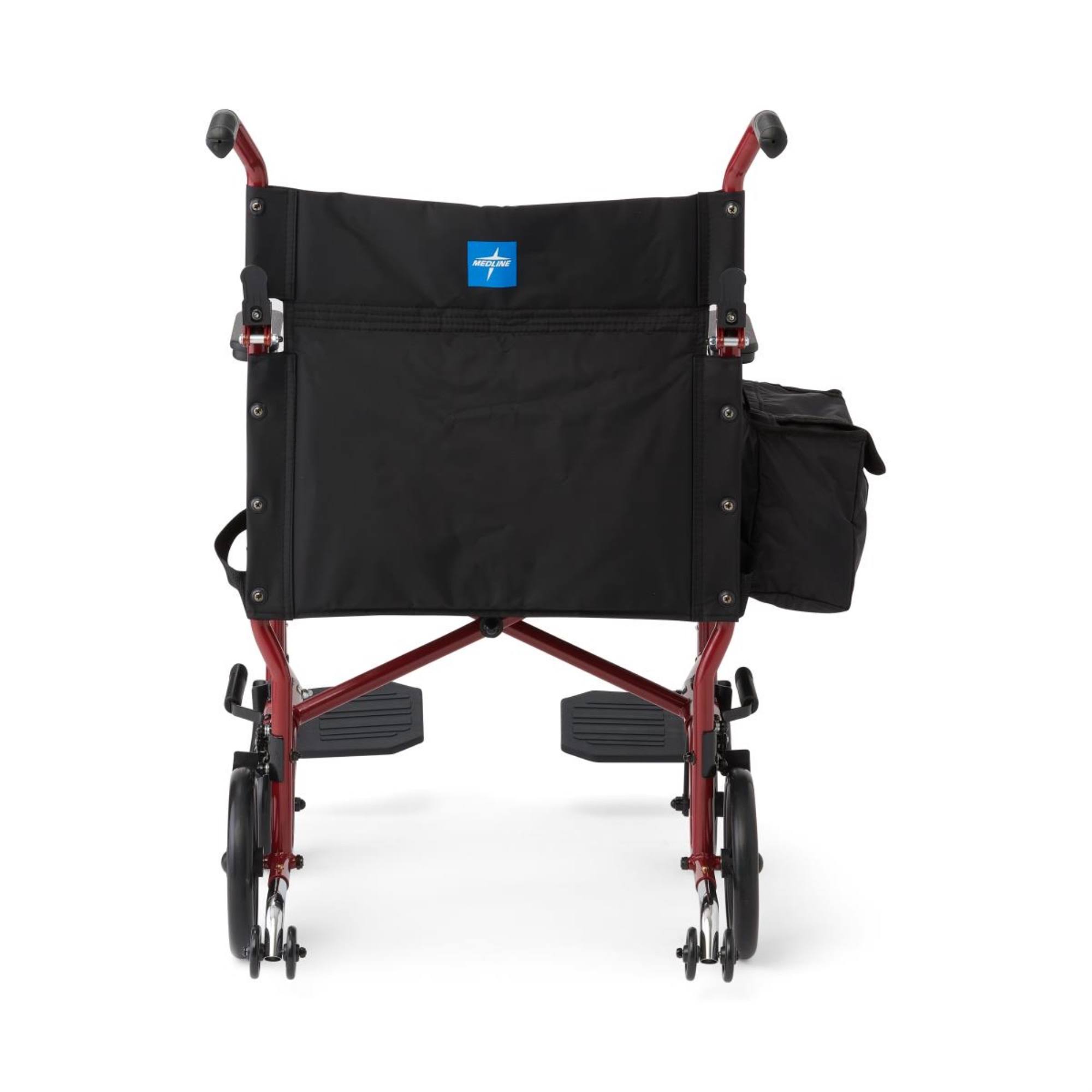 Medline Basic Steel Transport Chair with Permanent Desk-Length Arms and Swing-Away Footrests