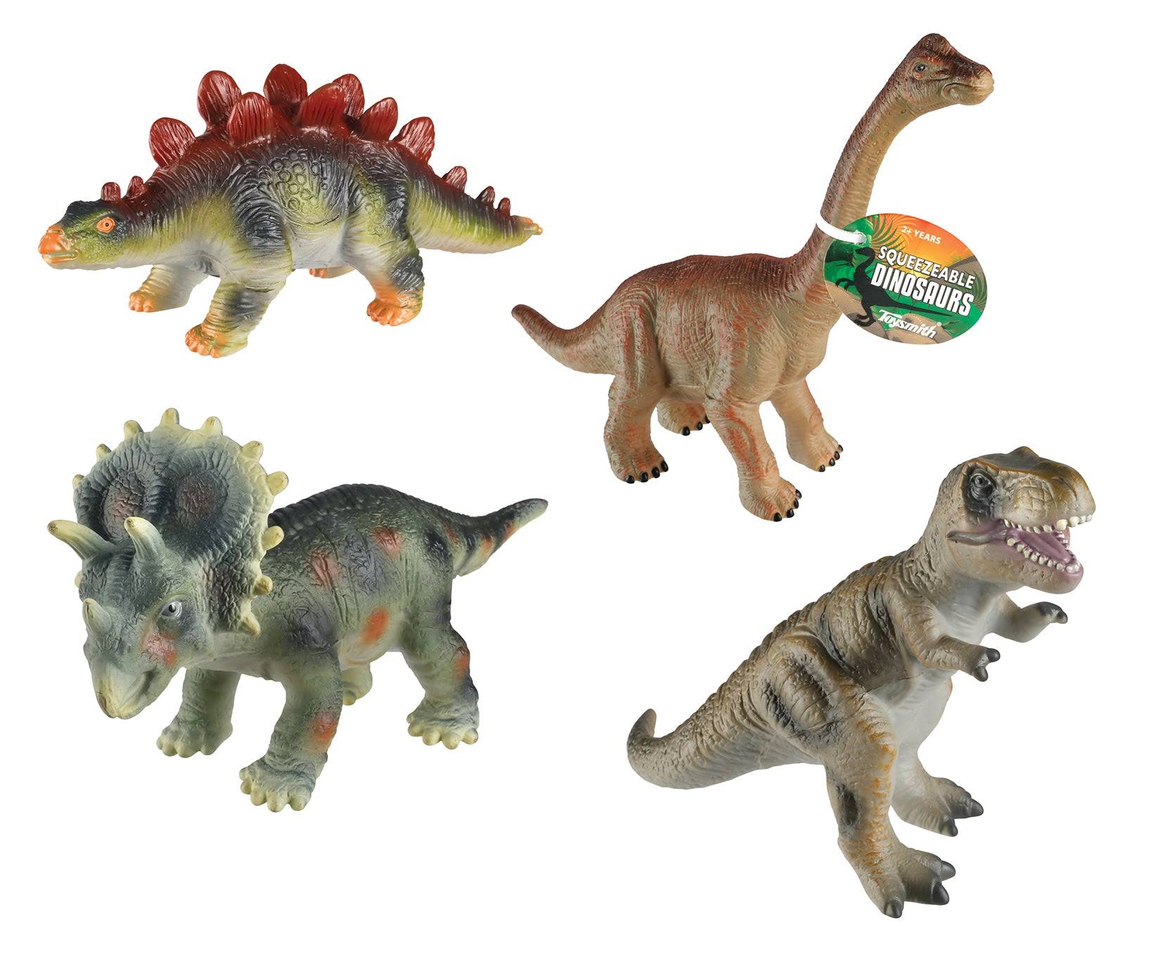 Toysmith 03369 6 in. Small Soft Squeeze Dino Toy, Assorted Styles & Colors