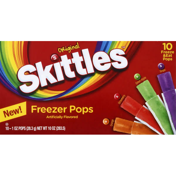 Skittles Freezer Pops, Original, 10 Pack - 10 pack, 1 oz pops