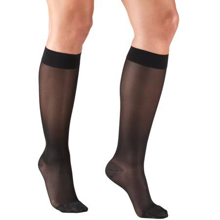 Truform Womens Stockings - Knee High Sheer, 15 to 20mmhg, Black, 2X-Large