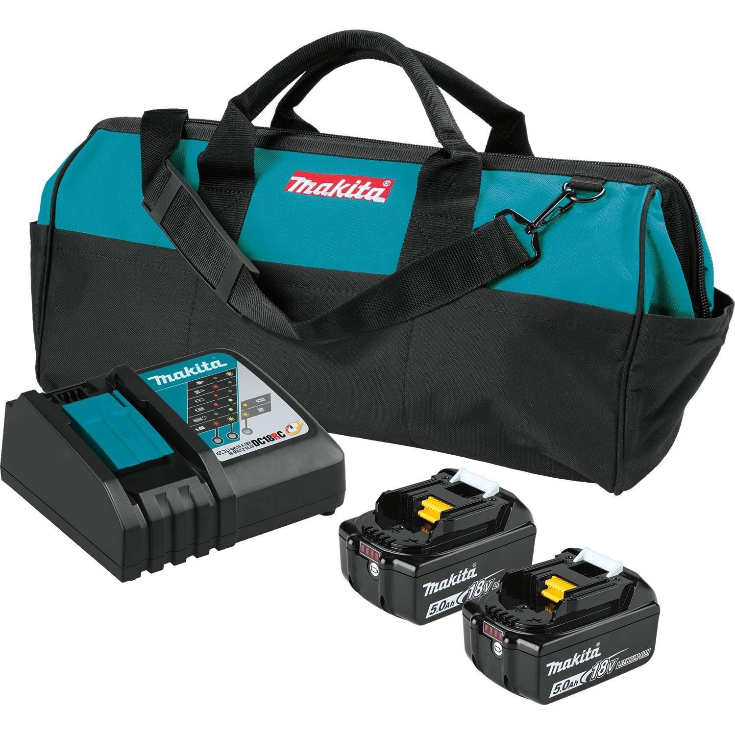 Makita BL1850BDC2X 18V LXT Lithium-Ion Battery and Rapid Optimum Charger Starter Pack (5.0Ah)