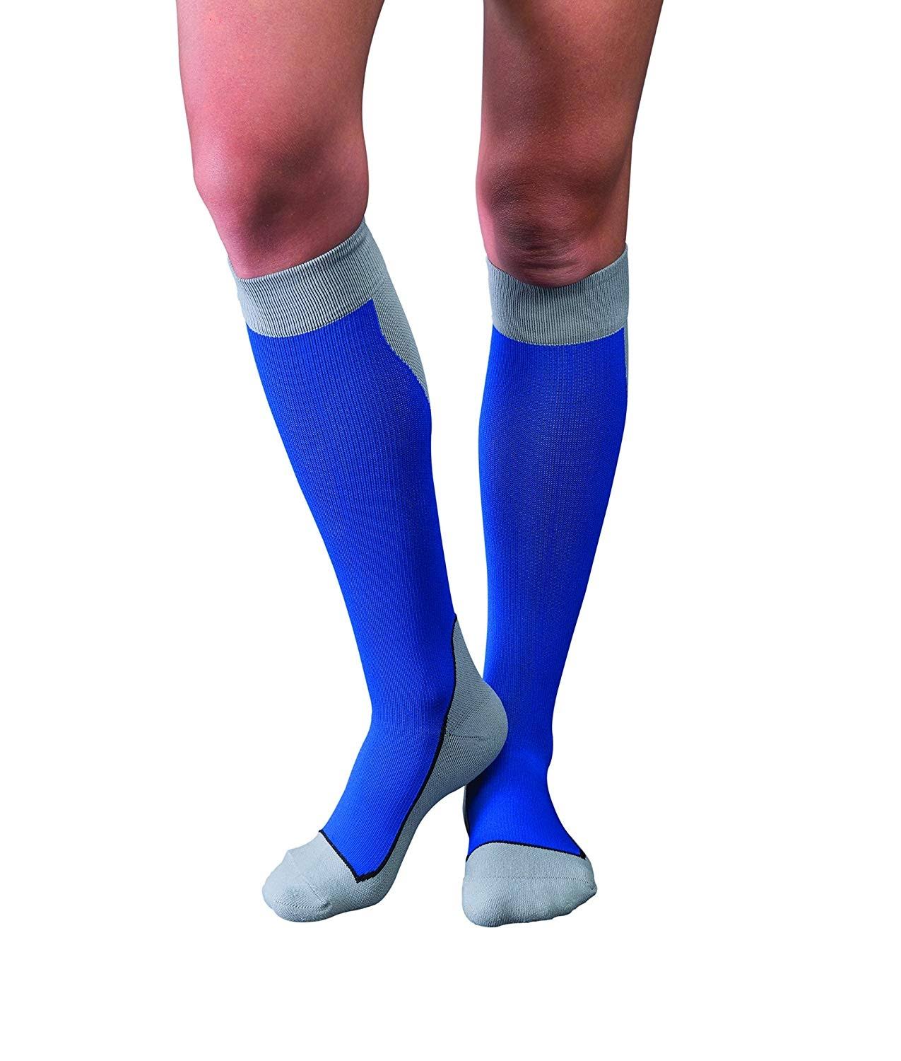 Jobst Sport 20-30 mmHg Knee High Socks / Large / blue/gray
