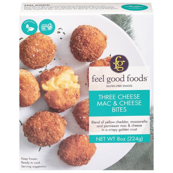 Feel Good Foods Mac & Cheese Bites, Three Cheese - 8 oz